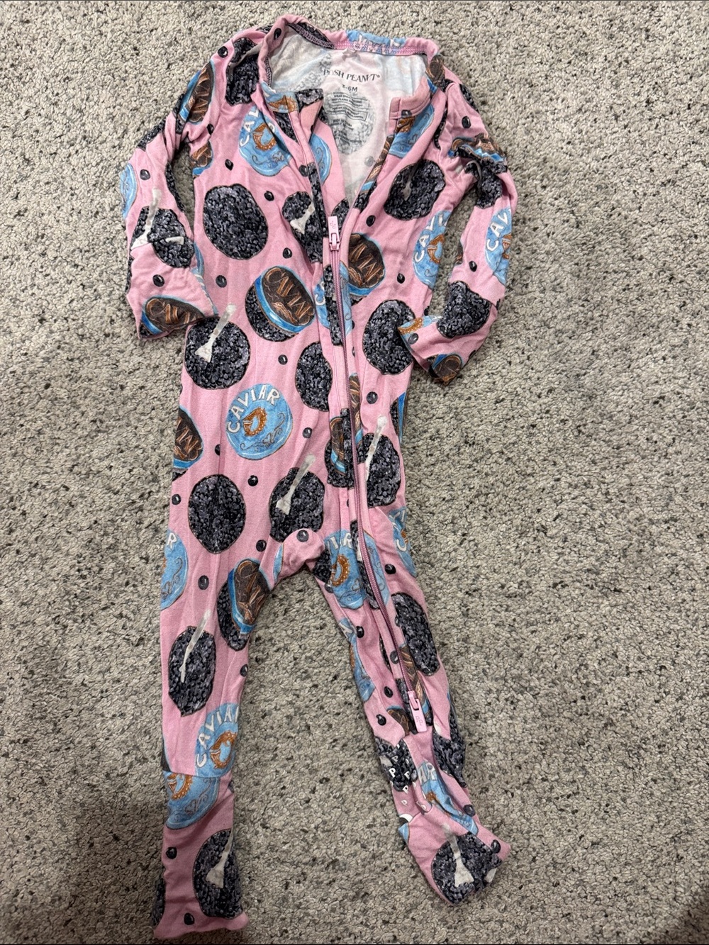 Posh Peanut Pink Cookie Print One-Piece Footed Pajamas